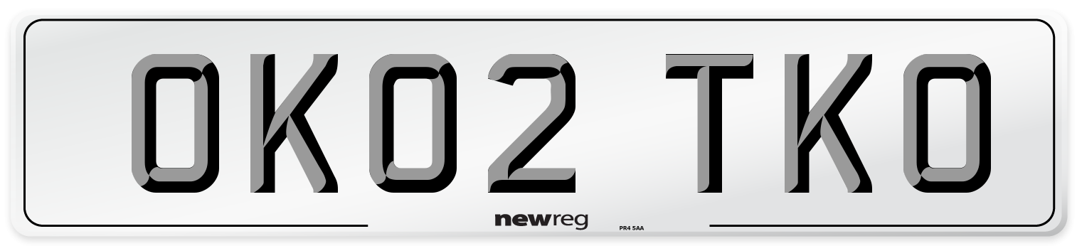 OK02 TKO Number Plate from New Reg